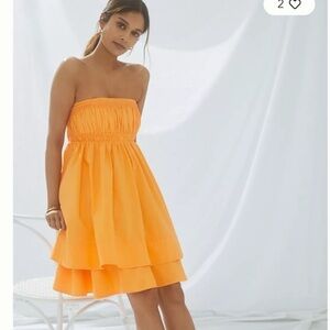 MAEVE x ANTHROPOLOGIE Galena Tiered Orange Mini Dress Size XS